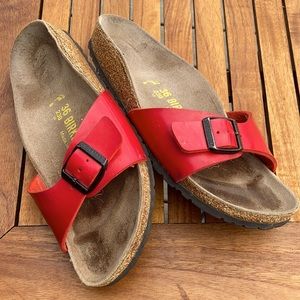 Red Birkenstock sandals